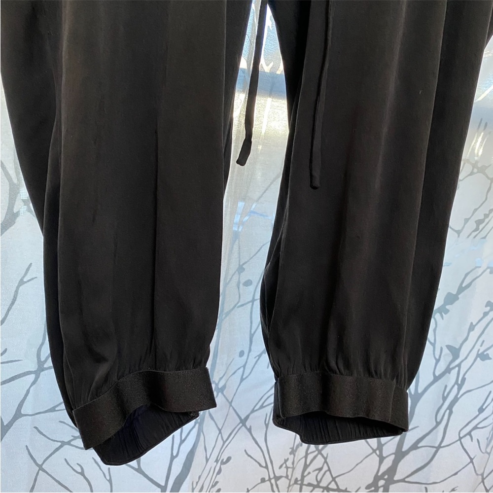 ALICE + OLIVIA black drawstring waist tie silk sleeveless tank jumpsuit - Picture 5 of 12